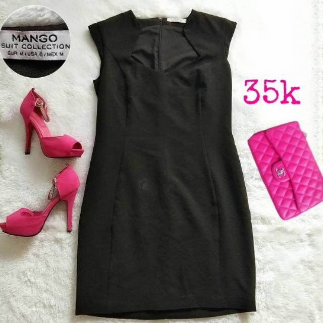 dress mango hitam pekat