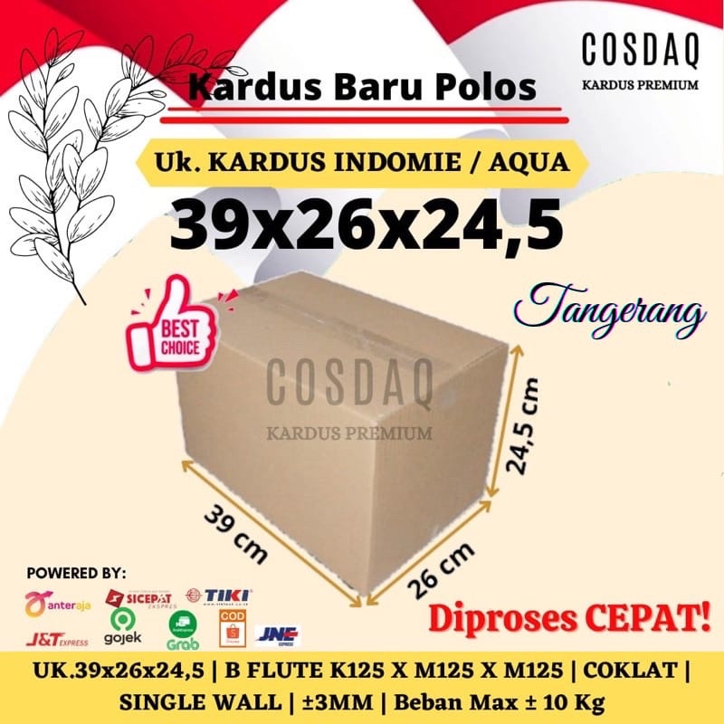 

DUS PACKING 39x26x24,5 cm DUS INDOMIE AQUA BARU POLOS KUAT KARTON BOX MURAH 39 x 26 x 24,5 cm