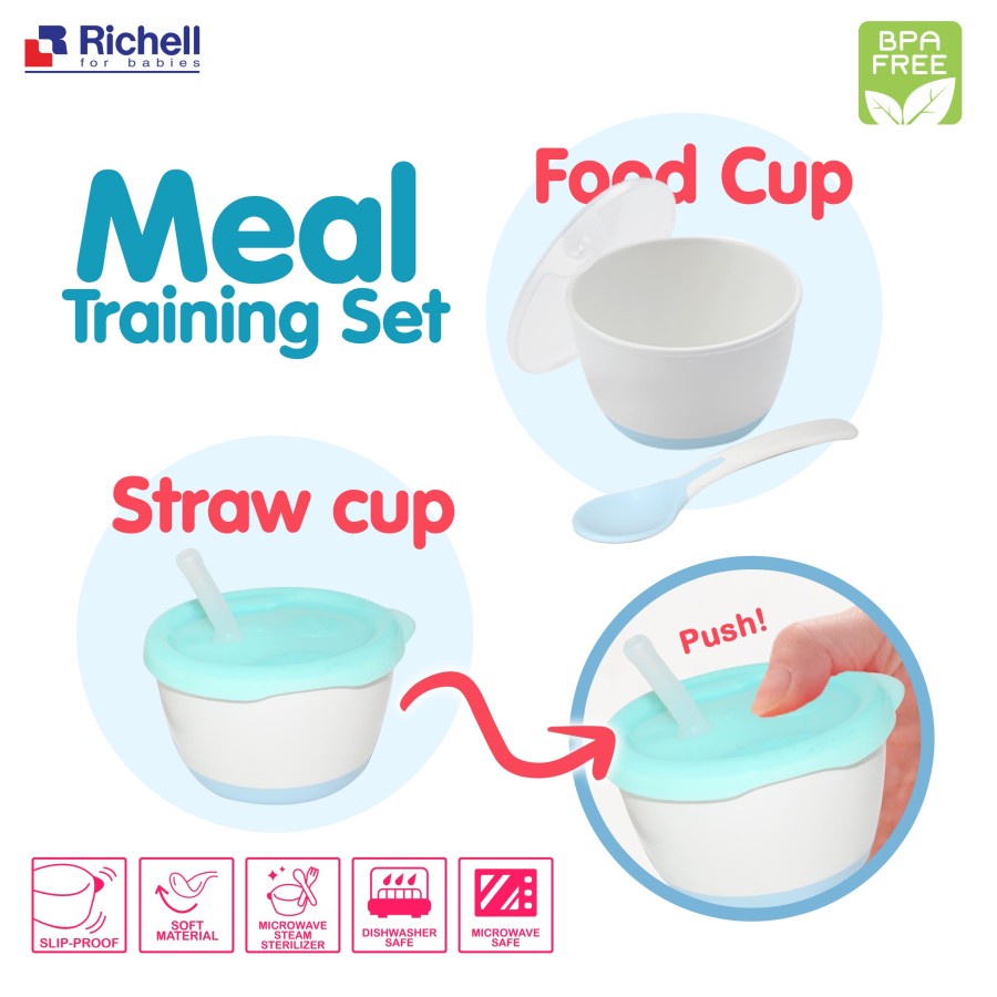 Richell Meal Training Set (Straw Cup + Food Cup)