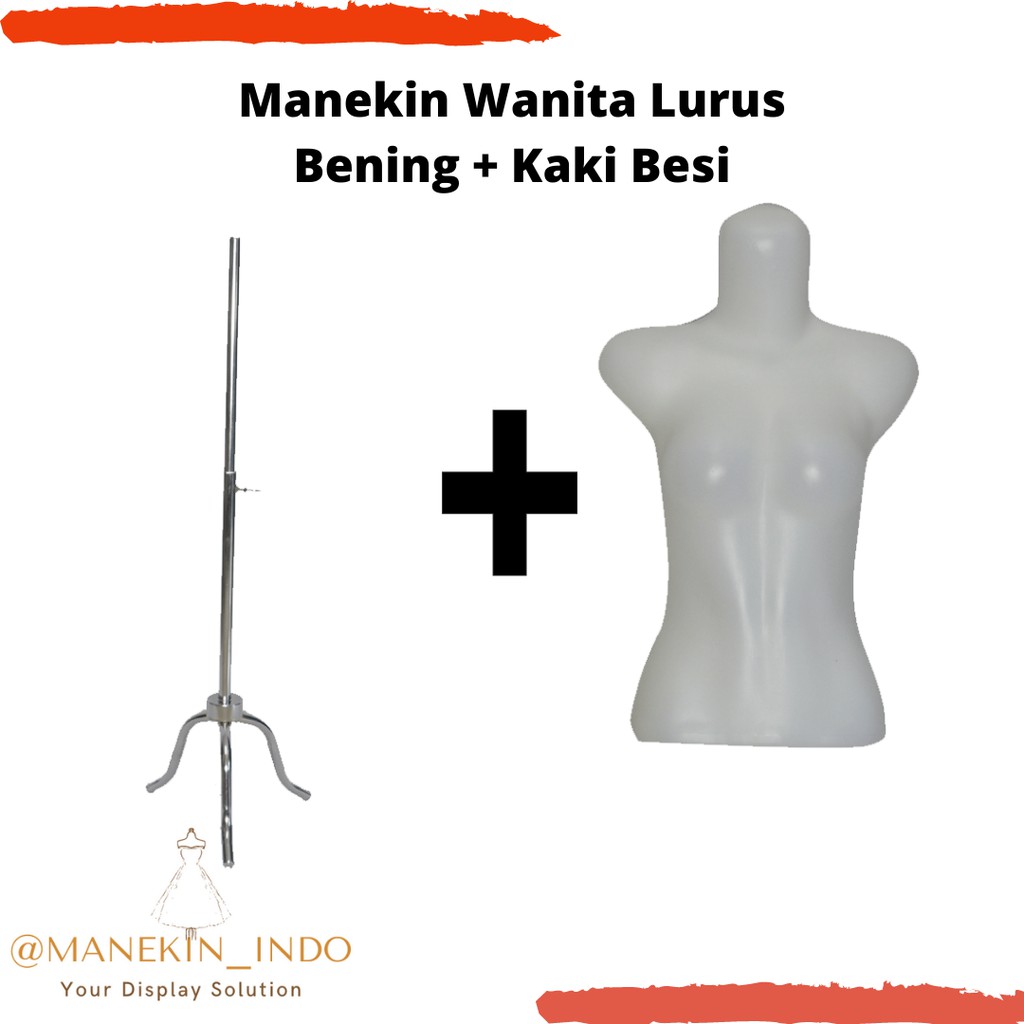 Manekin Wanita Lurus Bening Kaki Besi | Manekin Cewek | Patung Wanita | Mannequin