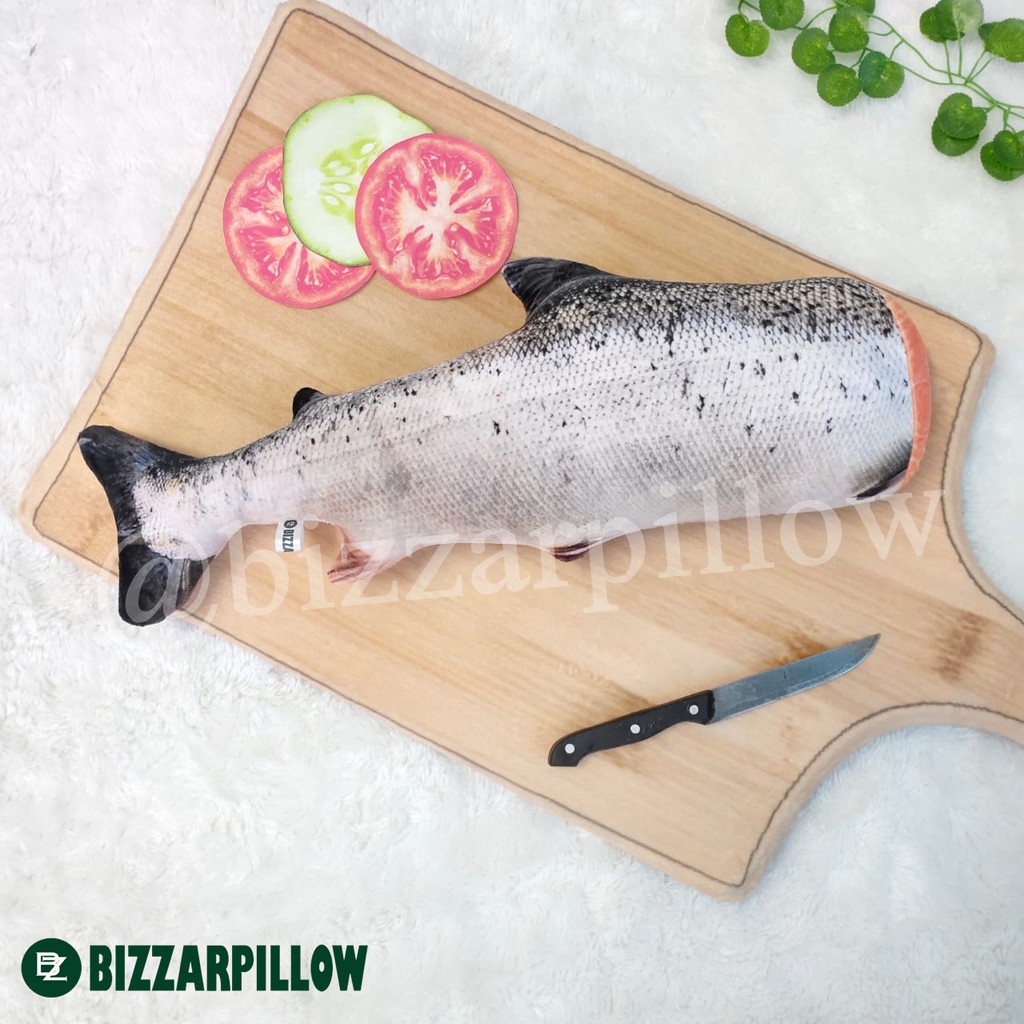 Bizzarpillow Bantal Ikan Salmon Potong size L BZ082