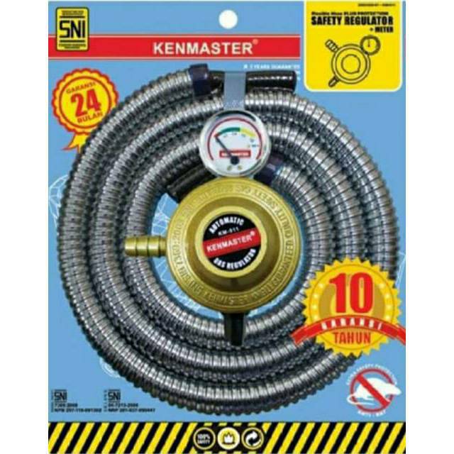 KENMASTER  SPFM   KM 911  KM 613  Paket Regulator Meter + Selang Gas TEKANAN RENDAH