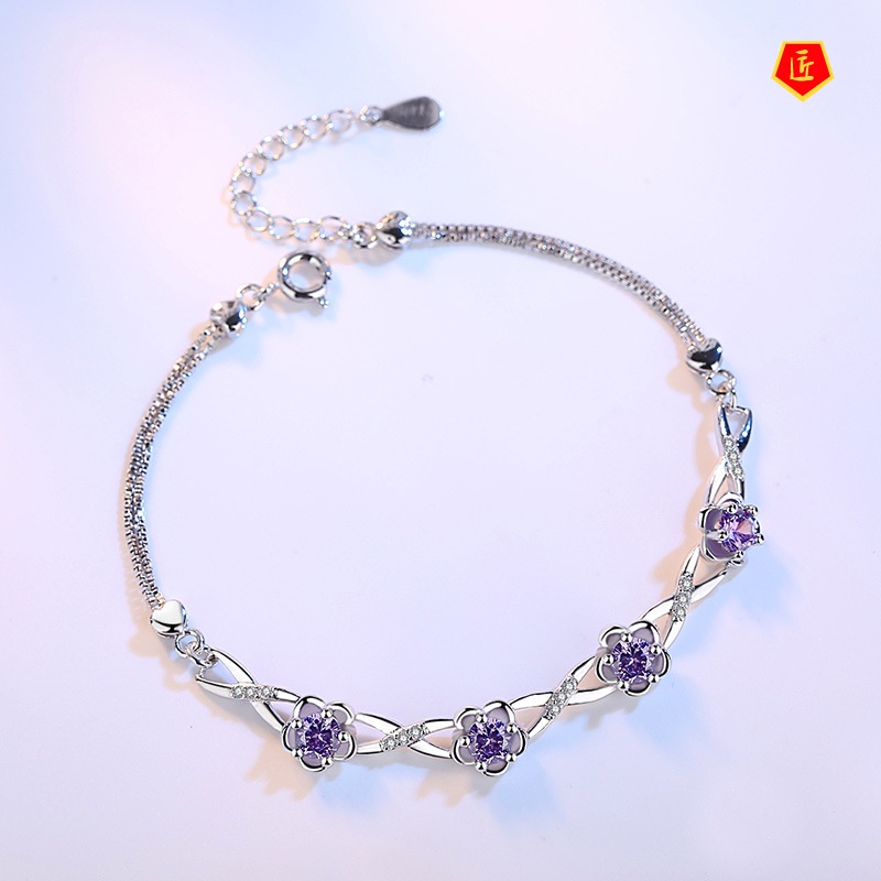 [Ready Stock]Elegant Vintage Flower Diamond Bracelet