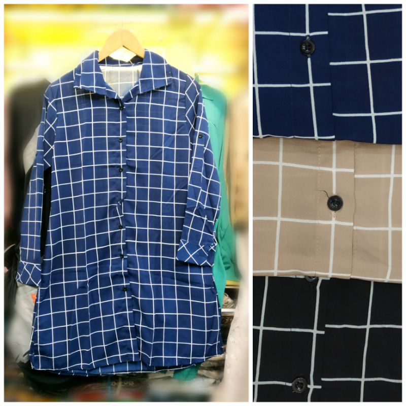 OBRAL SALE KEMEJA TUNIK REMAJA WANITA MOTIF KOTAK IMPORT