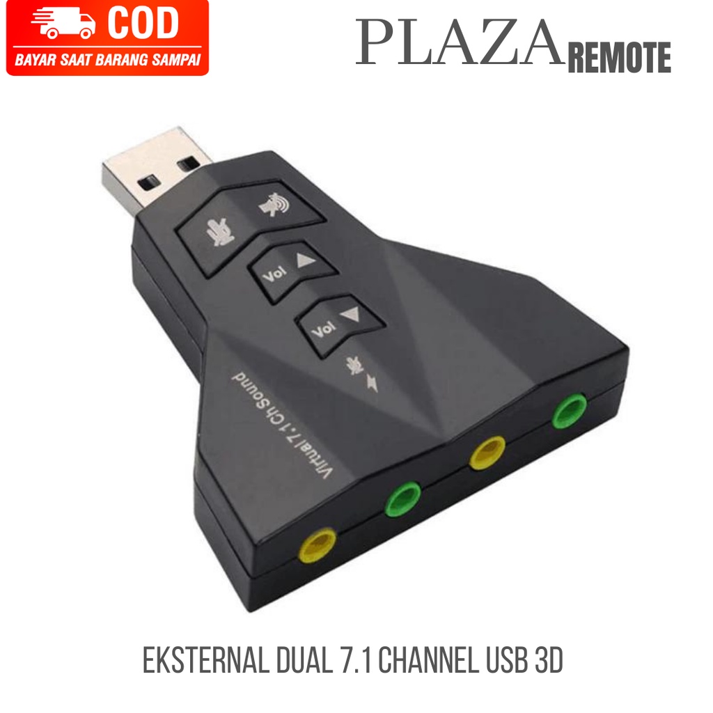 Sound Card External 7.1 Channel USB 3D untuk Laptop PC USB 2.0 4PORT