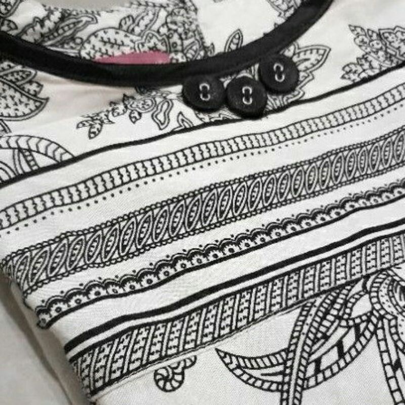 Dress Batik Wanita Hitam Putih Daster Bahan Adem Sejuk