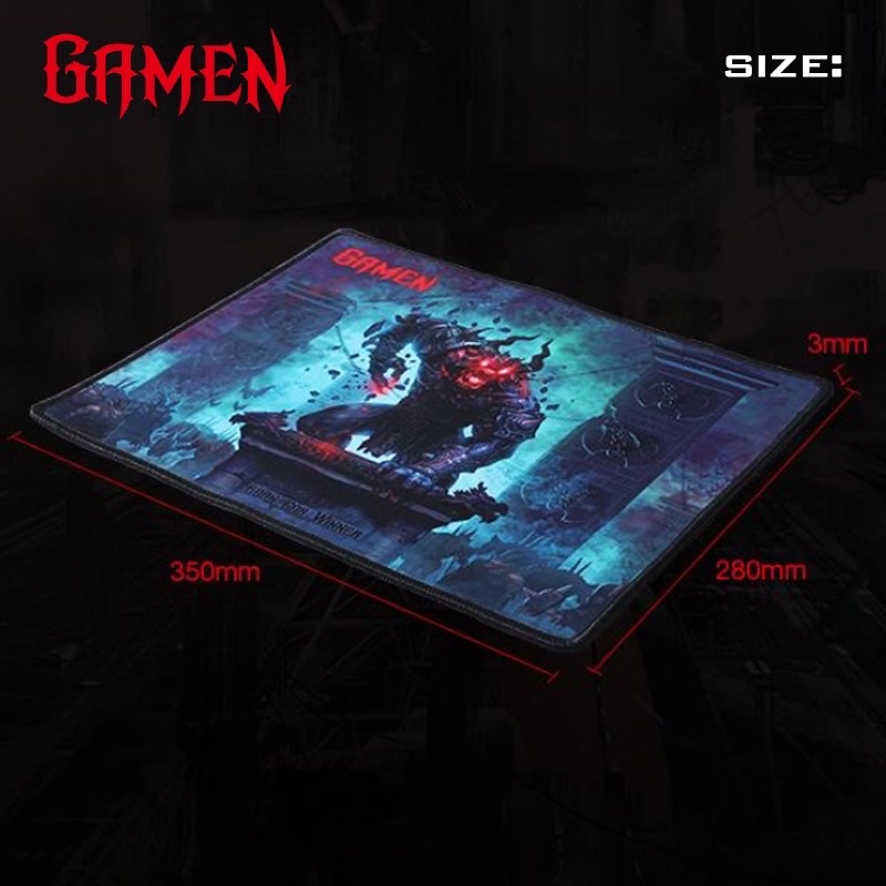 GAMEN GP-L Mousepad Gaming Anti Slip Rubber Base Soft Surface 28 x 35 cm Black-Garansi