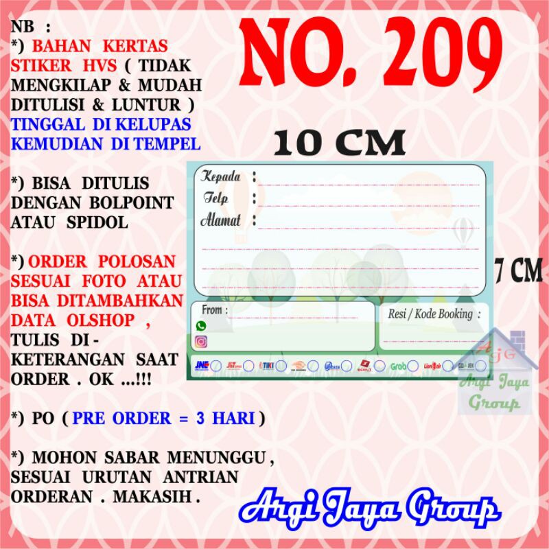 

Stiker HVS - Stiker Pengiriman - Sticker Alamat Olshop Murah Nomer 209-10x7cm