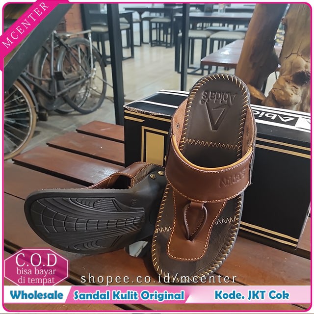 Sandal Kulit Pria Laki Laki Asli Varian Japit Kode JKT Ready 6 Size 2 Pilihan Warna Original Abida's