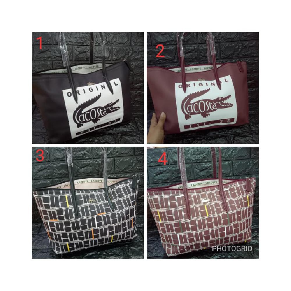 tas Lacoste tote croco motif