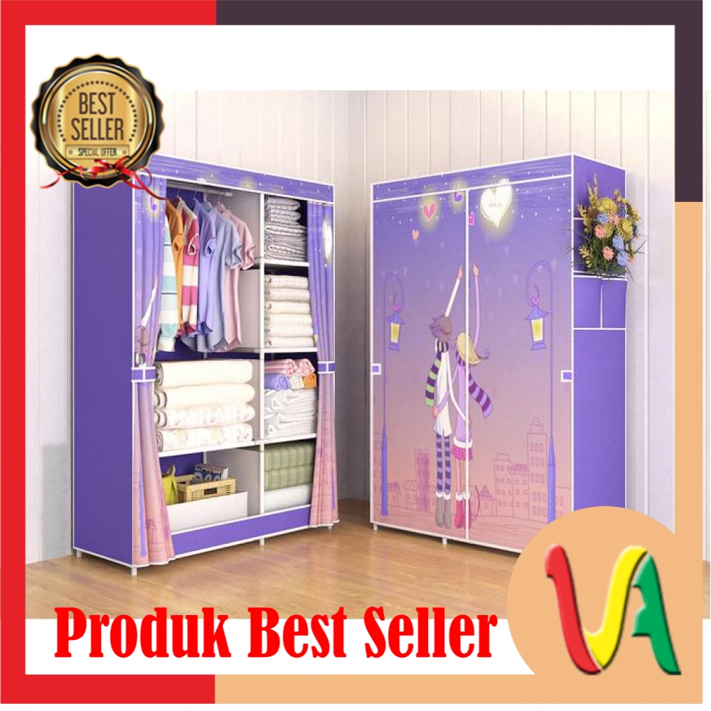 Lemari pakaian / Multifunction Wardrobe / Cloth Rack with cover / Rakitan / Hook Hanger