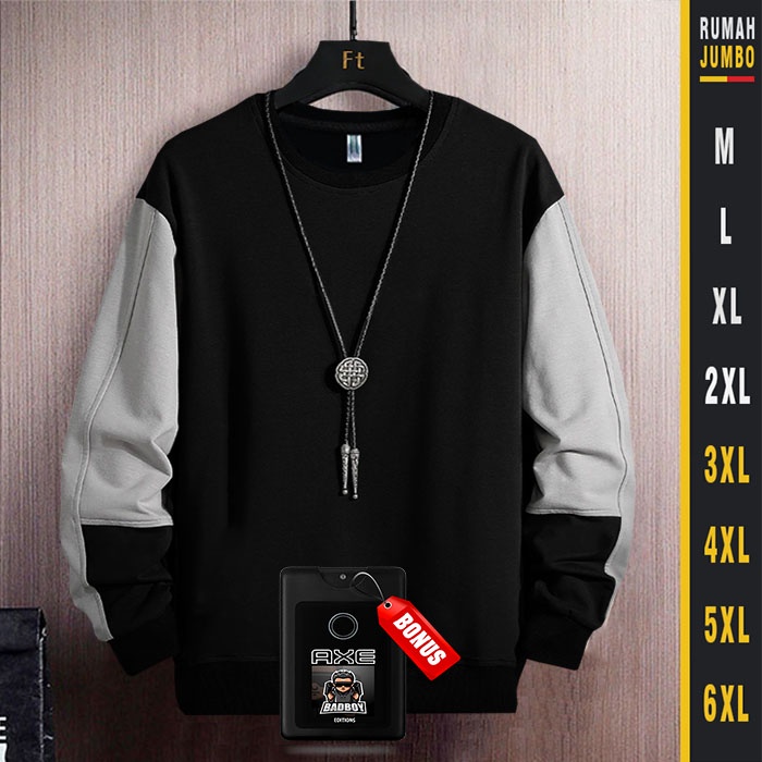 Sweater Crewneck Oversize Switer Pria Wanita Big size Sweter Kombinasi Jumbo
