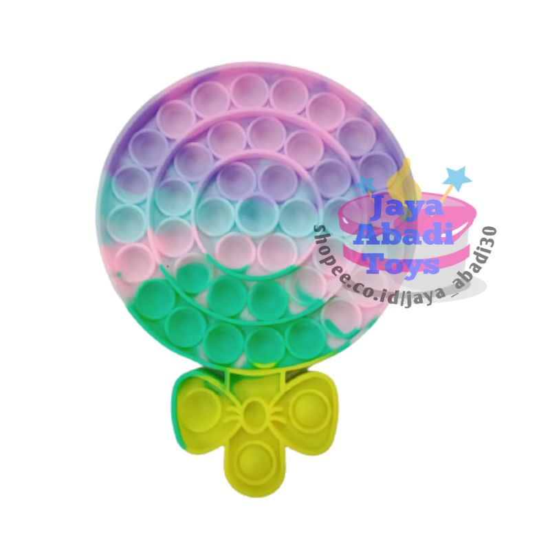 MAINAN ANAK VIRALL FIDGET PUSH /POP IT PELANGI RAINBOW MOTIF LUCU MURAH MERIAH-Lollipop