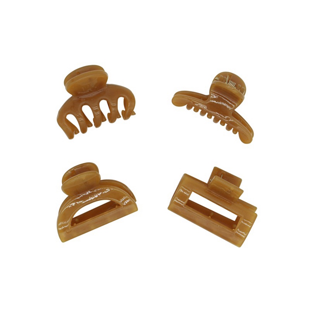 4pcs / Set Jepit Rambut Cakar Bentuk Hiu Geometris Mini Gaya Kasual Untuk Wanita