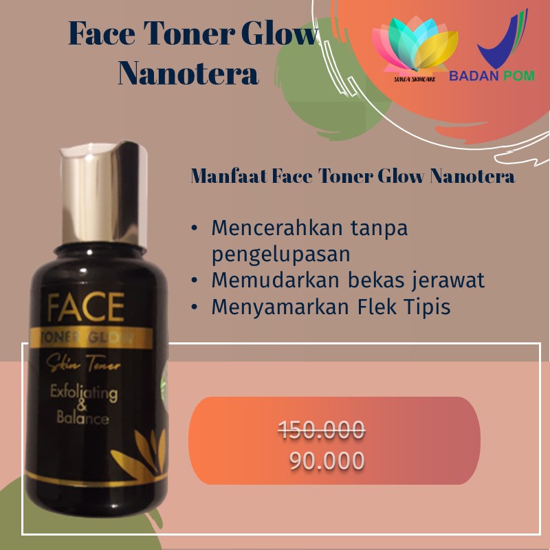 Krim Jerawat Ampuh Paket Acne BPOM  Nanotera Skincare Pria dan Bekasnya Kulit Berminyak Bruntusan-Toner Glow