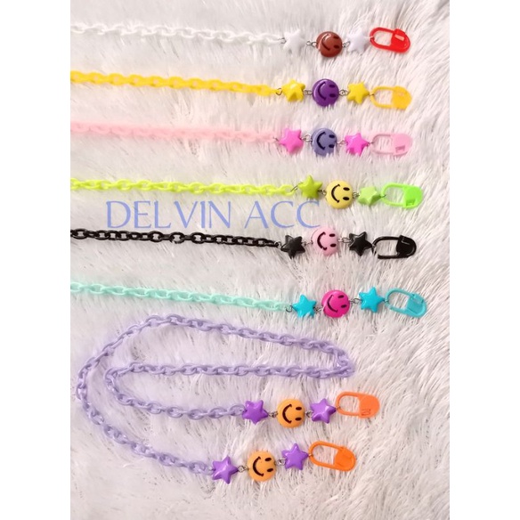 COD Strap Mask Anak Rantai Import Smile Warna Lucu  / Kalung Masker Anak Ceria / Aksesoris Masker