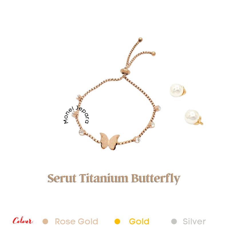 Gelang Serut Butterfly Rose Gold &amp; Gold