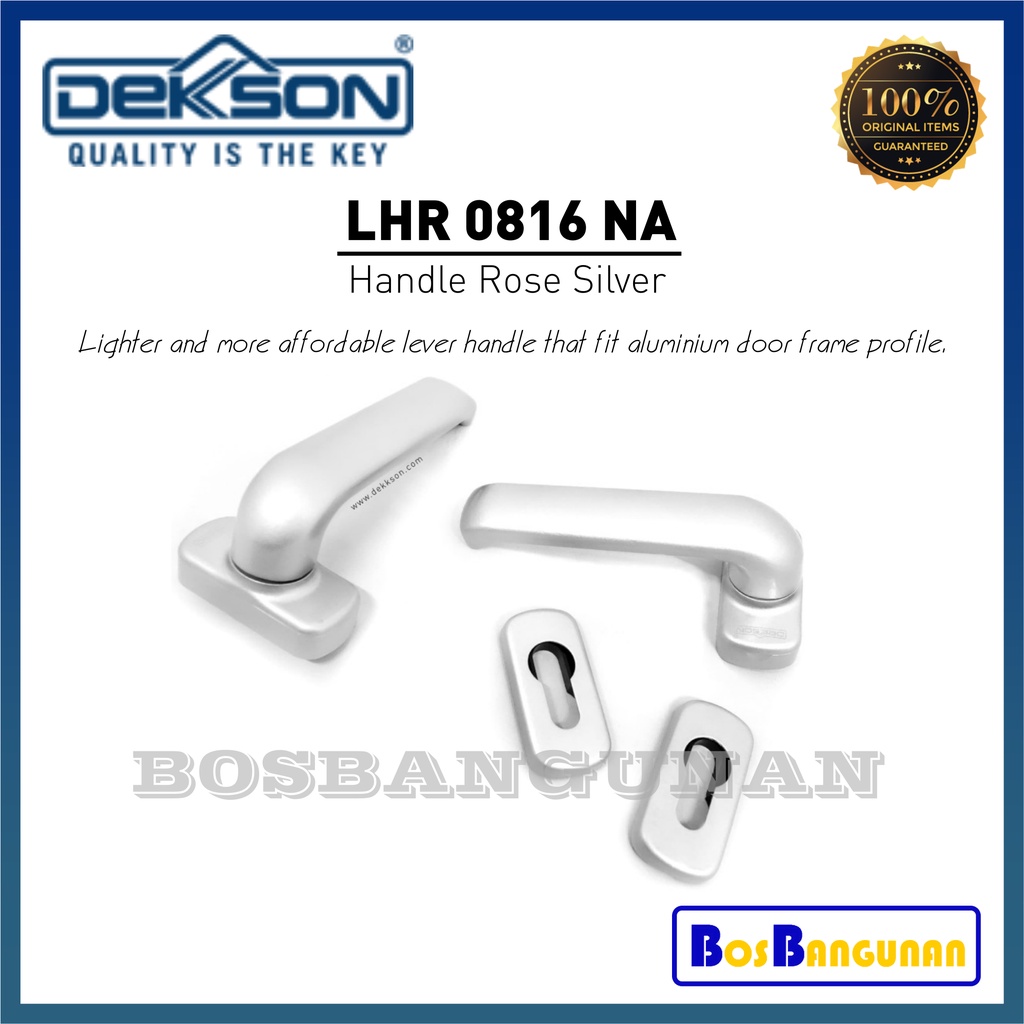 Handel Pintu Aluminium DEKKSON LHR0816NA Silver Lever Handle Rose Dekkson LHR 0816 NA / Gagang Pintu