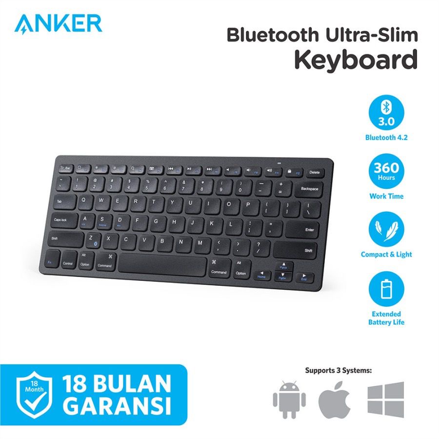 Anker Keyboard Bluetooth Ultra Slim - SKU : A7726 - Garansi Resmi 18 Bulan