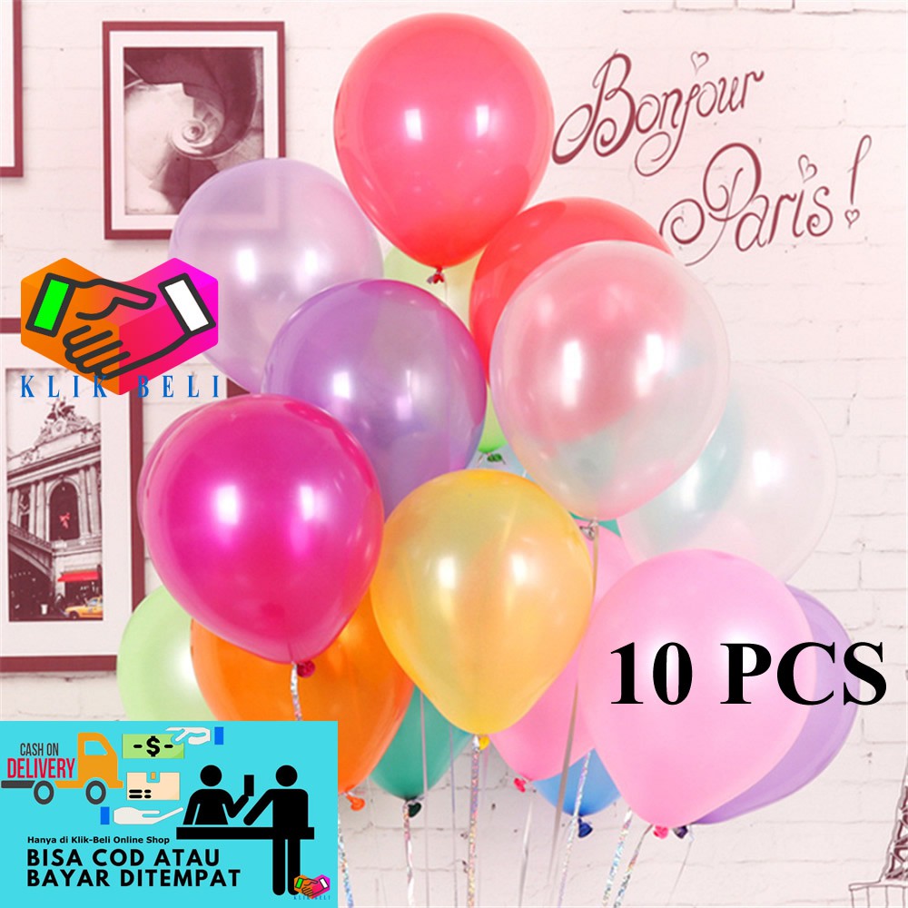 (10 PCS) Balon Latex Metallic Karet Party Colorful Balloon Pesta Ulang Tahun Warna Warni Mix Colour