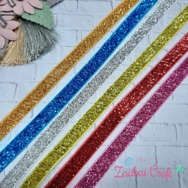 

Pita Bludru Glitter Warna ⅜ inch Termurah