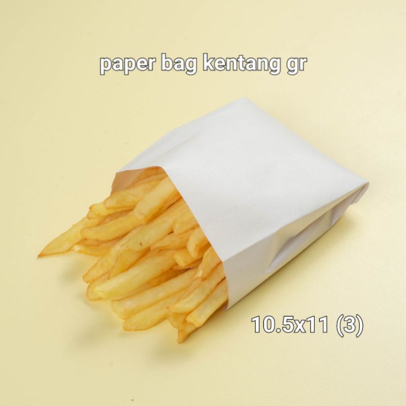 

Paper bag kecil kentang kantong kertas putih 10.5x11(3) 100pcs/pak