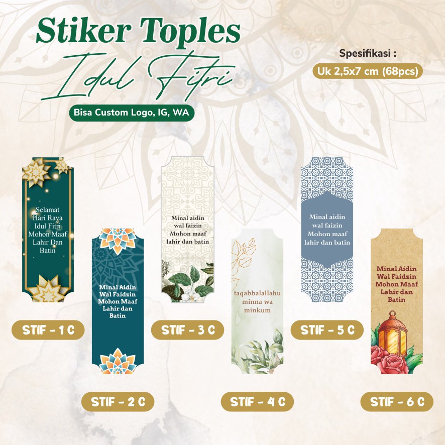 

Stiker Toples Kue Lebaran Idul Fitri Free Input Logo