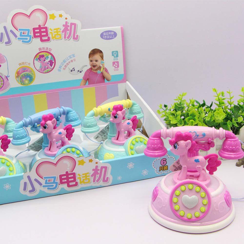 Quinton Pony Telepon Mainan Anak Hadiah Indah Pendidikan Dini Telepon Anak Mainan Musik Dengan Musik Suara Cahaya Simulasi Telepon Rumah