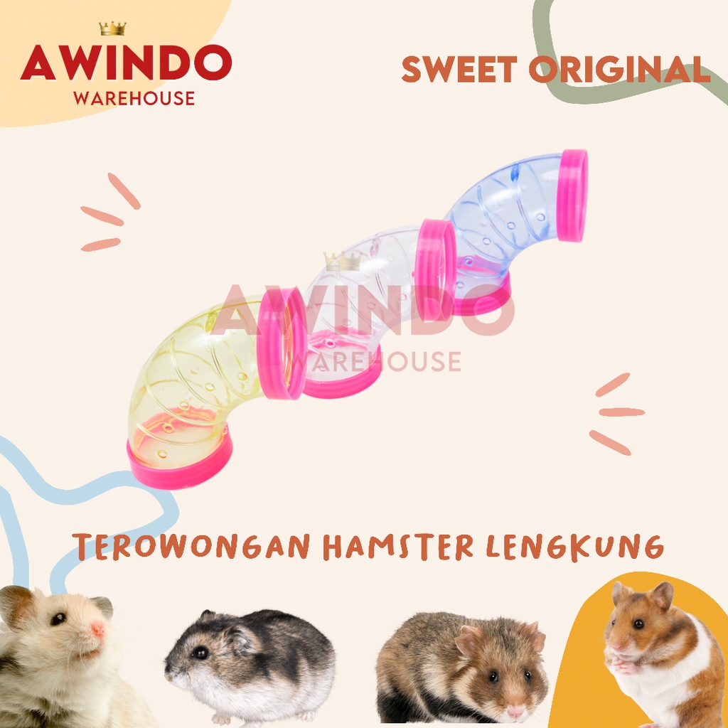 MAINAN HAMSTER TEROWONGAN TUNNEL LORONG LARI HAMSTER SUGAR GLIDER BENTUK LENGKUNG SWEET ORIGINAL