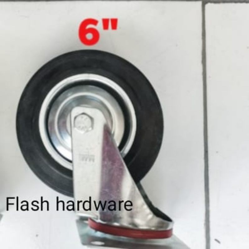 Roda karet / roda trolley / roda etalase lori HIDUP putar uk 6" inch