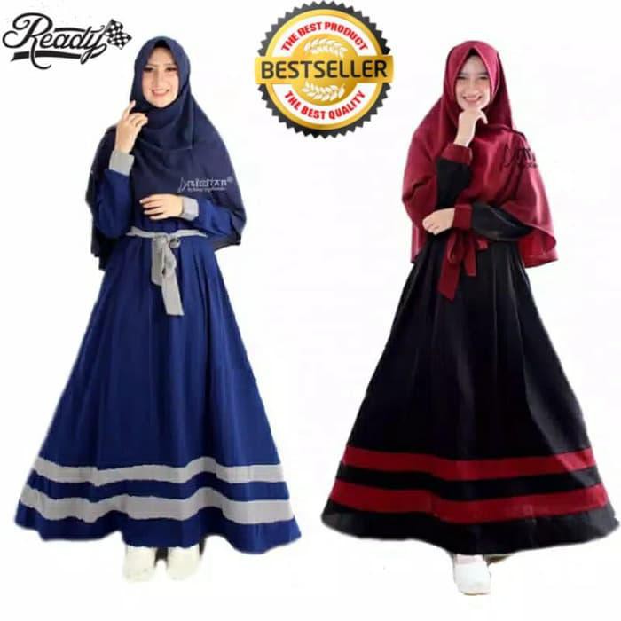 Terhot Gamis Wanita Dewasa Lasma Set Baju Hijab Baju Muslimah Dress Wanita - Hijau Army Paling Baru
