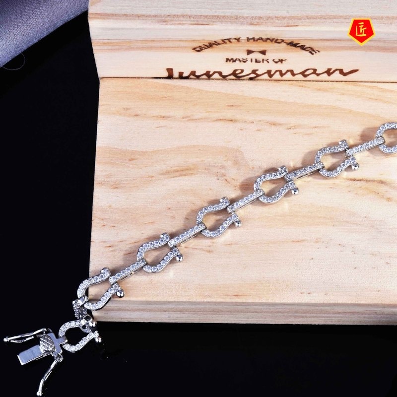 [Ready Stock]Fashion Hip Hop Style Micro-Inlaid Diamond Buckle Bracelet