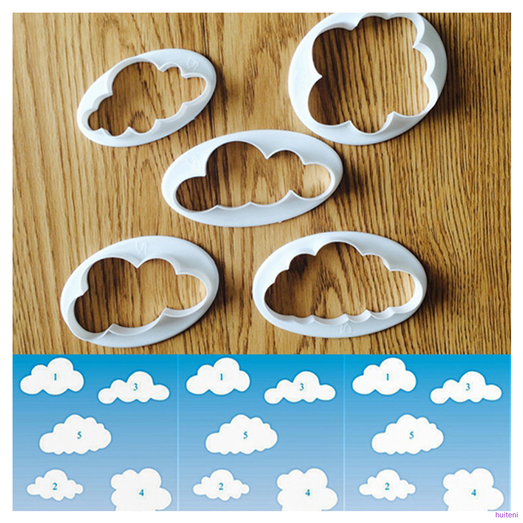 5pcs Baking Molds Cloud Shape Fondant Moulds Silicone DIY Cake Decoration Cookie Kitchen Accessory  huiteni