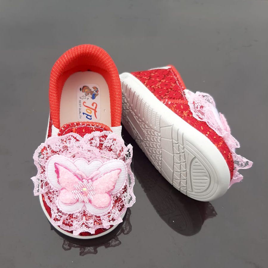 TOKOERS SOP04 Sepatu Pesta Anak Perempuan Slip On Kupu-kupu Bunyi Cit Cit Umur 1 2 3 tahun