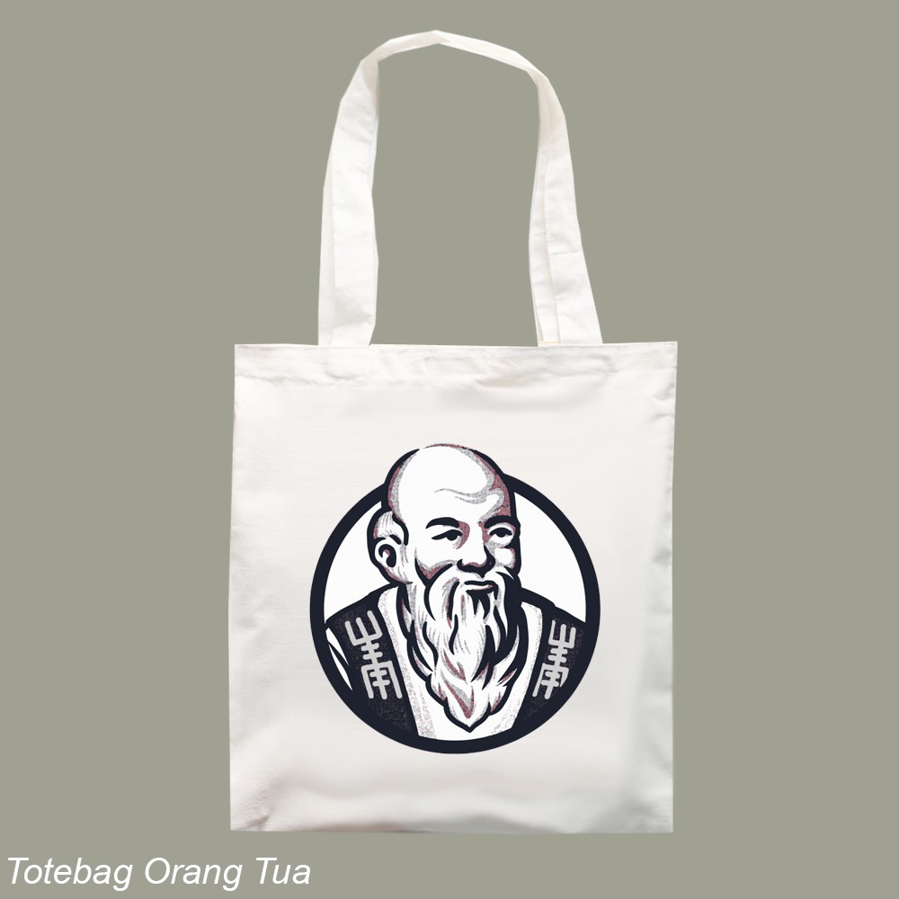 Tote Bag Kanvas Resleting Orang Tua