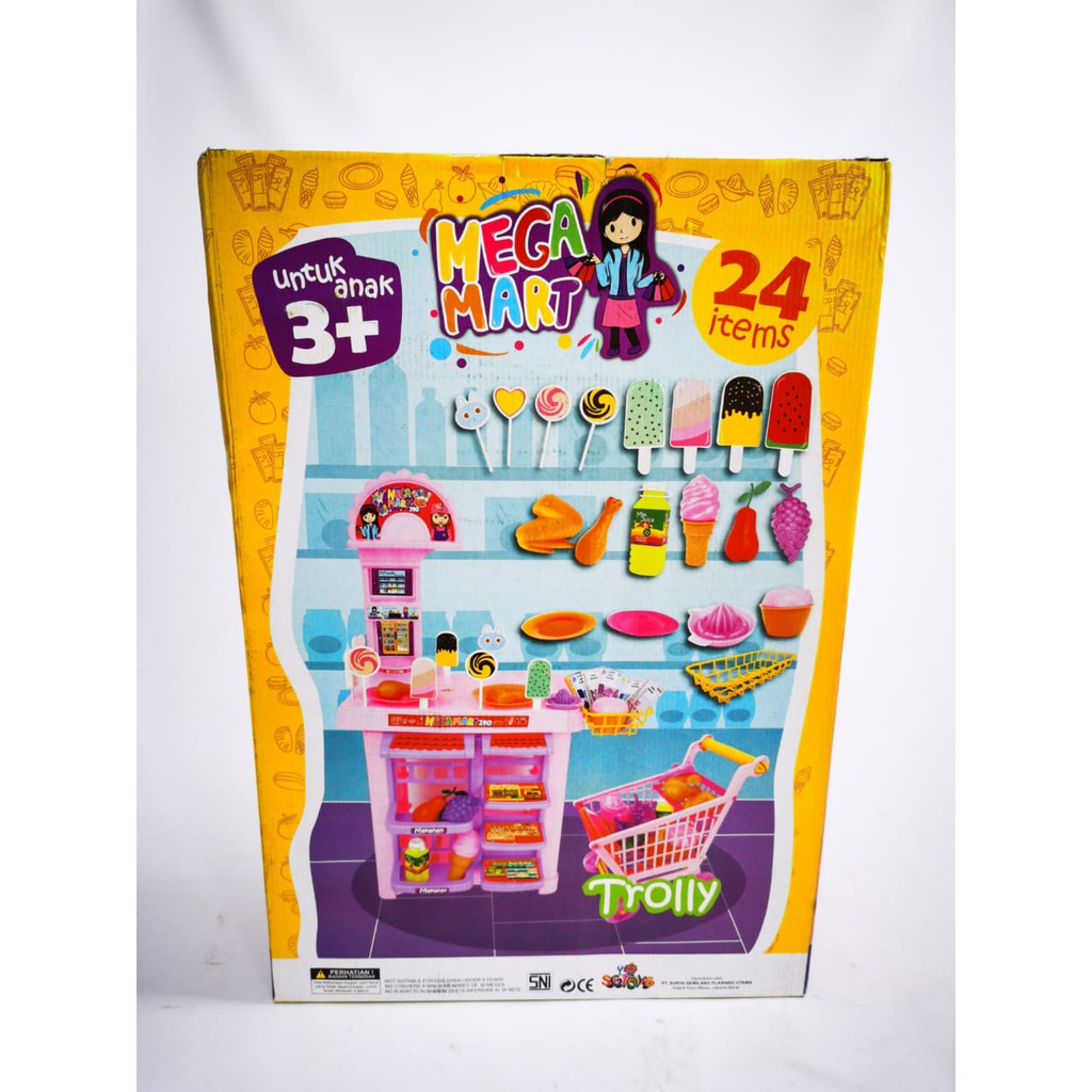PROMO MAINAN ANAK EDUKASI KERANJANG TROLLY BELANJA SUPERMARKET MEGAMART SATU SET TERMURAH 140 MESIN KASIR MAINAN-8