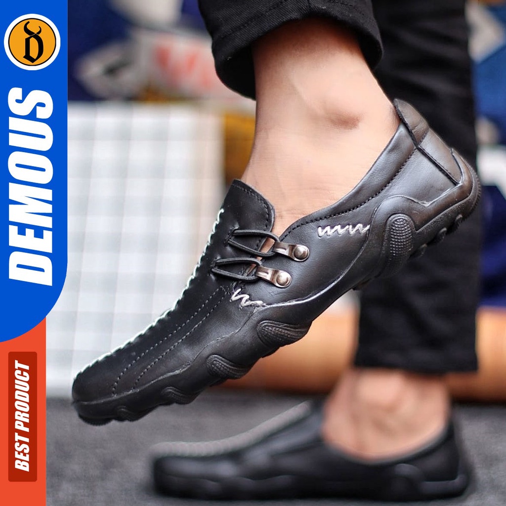 DEMOUS Zigce - Sepatu Formal Pria Pantofel Kulit Asli