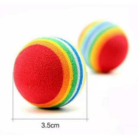 RAINBOW BALL - MAINAN BOLA KUCING KITTEN ANJING DOG TOYS CAT TOYS MAINAN KUCING BOLA KARET 3 CM