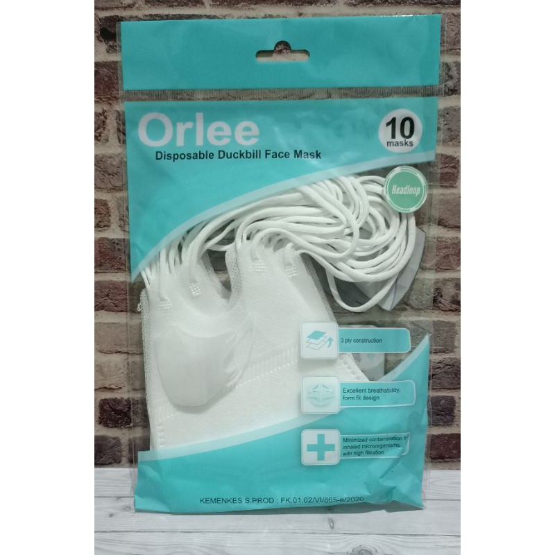 Orlee Masker duckbill 3 ply headloop isi 10pcs