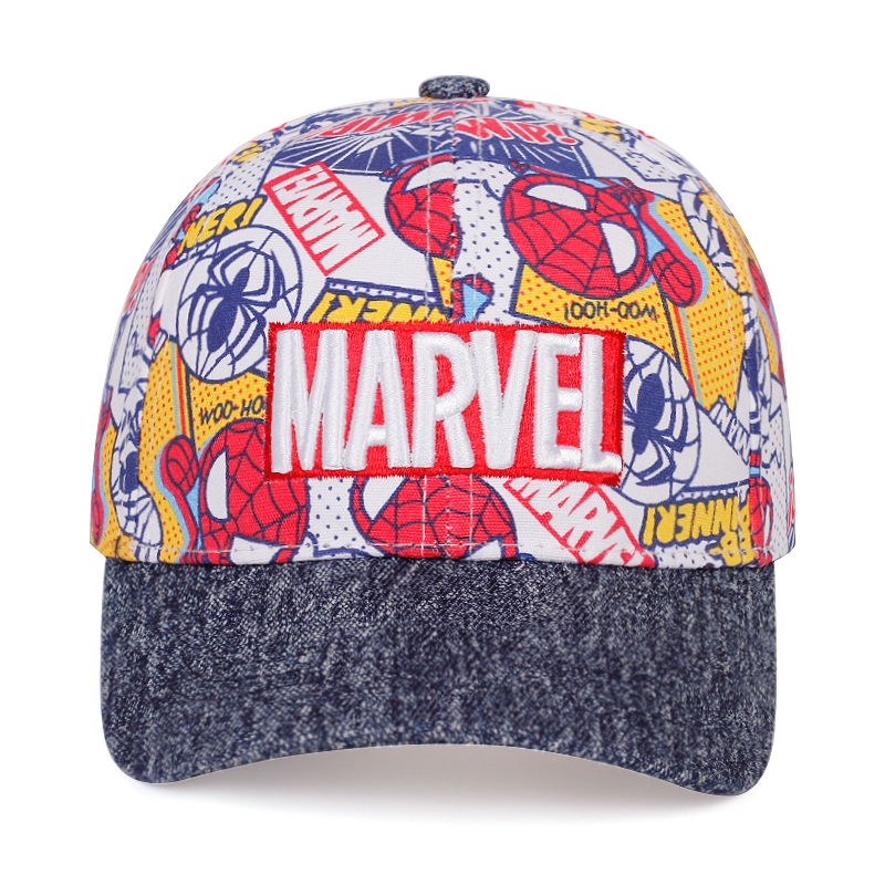 Topi Baseball Motif Print Tulisan Marvel Gaya Hip Hop Adjustable Untuk Anak Unisex