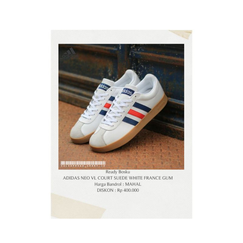 ADIDAS NEO VL COURT SUEDE WHITE FRANCE GUM