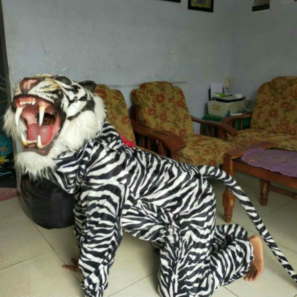 kepala macan kepala harimau baju macan lengkap