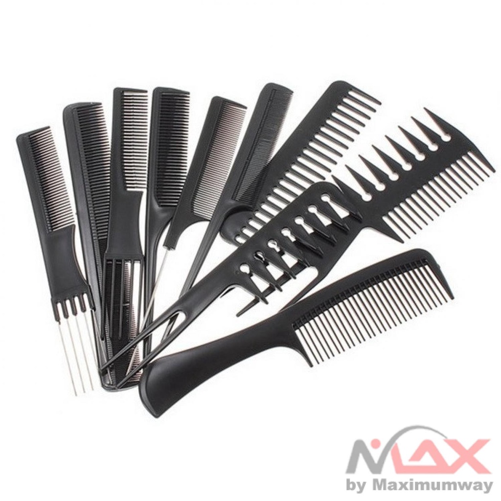 Sisir Tata Rias Rambut SALON PROFESSIONAL Anti Static 10 set profesional Stylist Anti-static Hairdressing Combs,Multifunctional Hair Design Hair Detangler Comb Makeup Barber Haircare Styling Tool Set