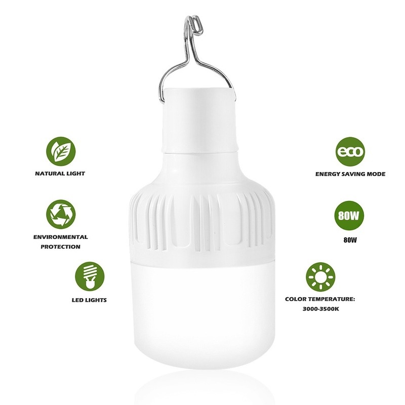 USB Rechargeable Light Bulb Outdoor Camping 3 Model Dimmable Portable Emergency Lights BBQ Hanging Night Lamp