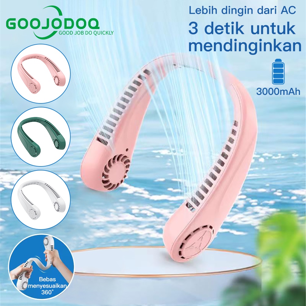 Goojodoq neck fan kipas angin gantung leher /Kipas angin mini isi ulang yang dipasang di leher usb