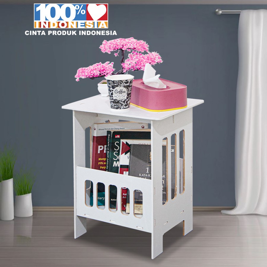 Lemari Nakas Hias Minimalis Portable Meja Samping Kamar Tidur Kayu DS008NW