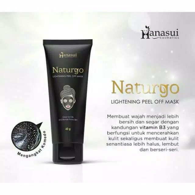 BPOM MASKER WAJAH PEMBERSIH KOMEDO JERAWAT NATURGO HANASUI TUBE BLACK MASK PEEL OFF ORIGINAL