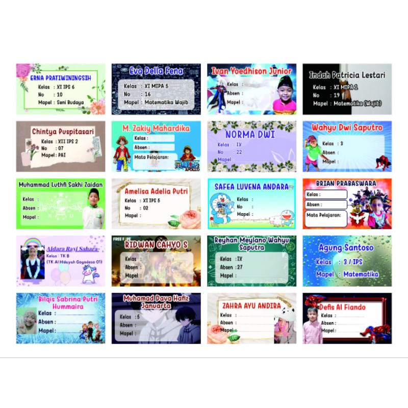 

Stiker Buku Pelajaran , Stiker Label Buku , Label Nama Buku , Nama Buku