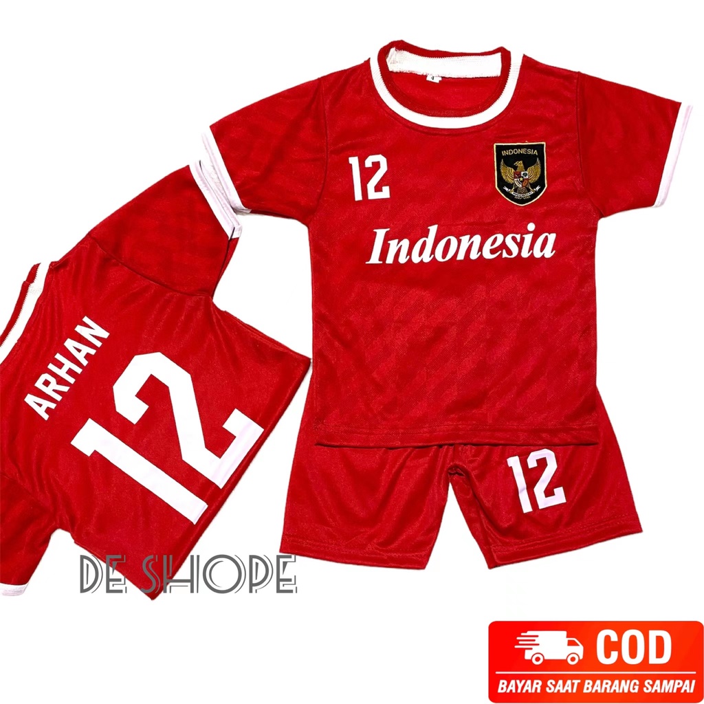 BISA COD / SETELAN TIMNAS INDONESIA TERBARU / SET BAJU BOLA ANAK LAKI LAKI TERMURAH / KAOS BOLA TIMNAS / BAJU INDONESIA