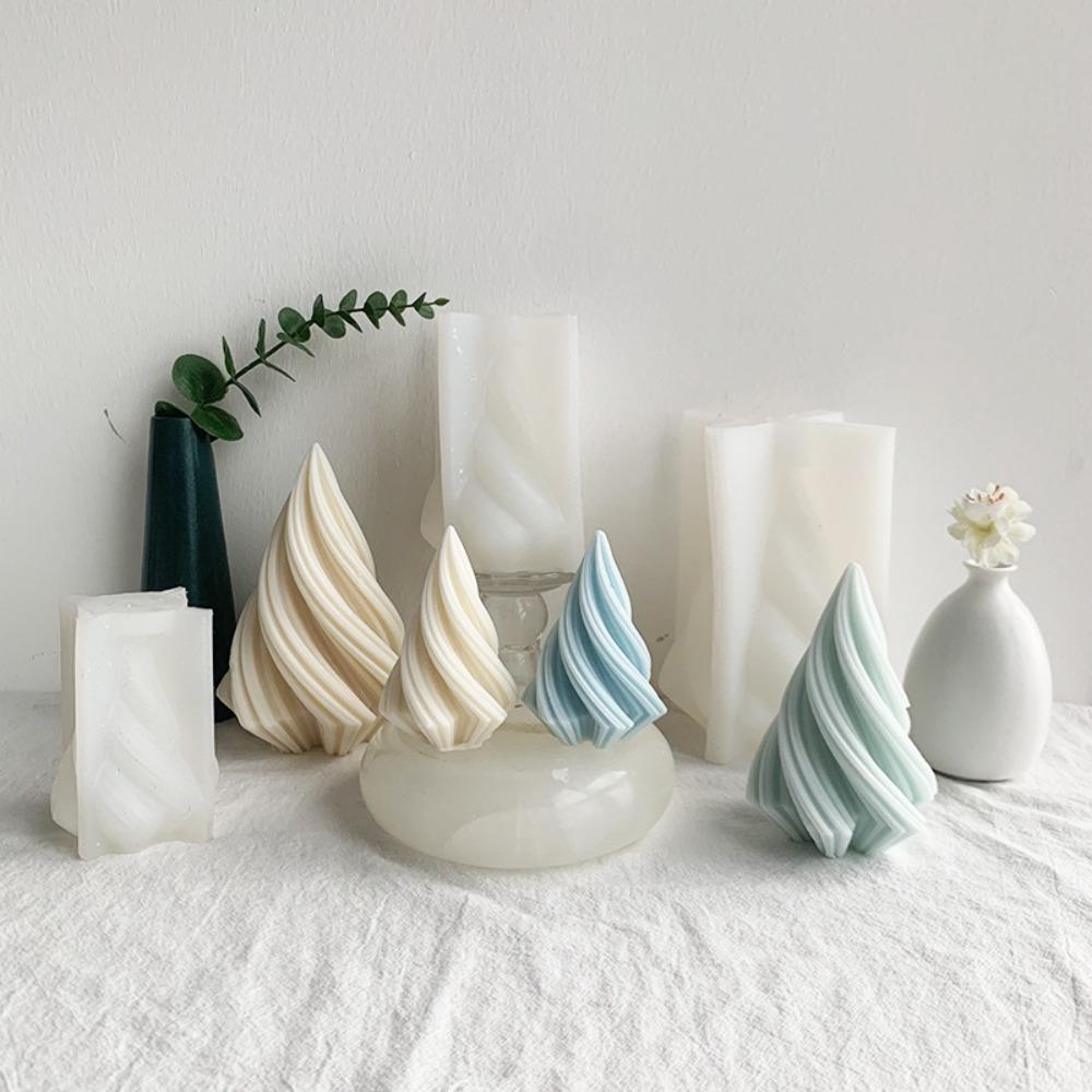 Solighter Besar Rotary Cone DIY Craft Perlengkapan Pernikahan Membuat Sabun Geometris Bergaris Handmade 3D Art Wax Mold